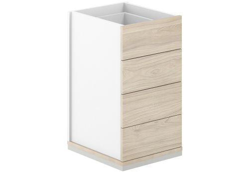 Тумба приставная 4 ящика с замком Фламинго, цвет белый + акация