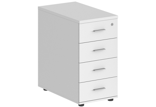 Тумба приставная с 4 ящиками (метабокс) с замком без топа Индиго Вуд, цвет белый