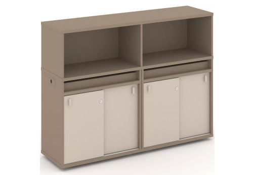 Тумба двойная с надставкой низкой (набор №5, вариант 1), цвет латте + капучино