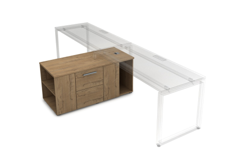 Тумба двухсторонняя с отсеком и двумя открытыми полками Платинум Персонал, цвет тиковое дерево