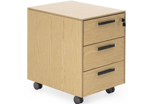 Тумба 3 ящика, цвет светлый дуб + черный