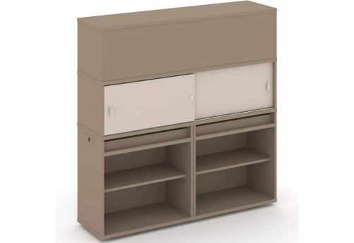 Тумба двойная с надставкой высокой (набор №3, вариант 1), цвет латте + капучино