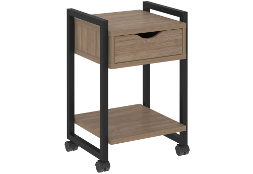 Тумба мобильная с ящиком и полкой Европа, цвет дуб аризона + черный