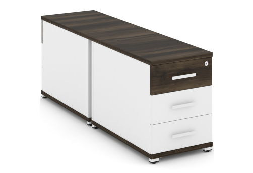 Тумба двухсторонняя опорная/приставная 3 ящика Динен, цвет дуб мали-белый
