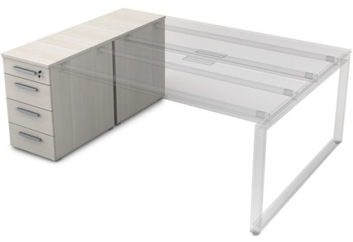 Тумба приставная с ящиками и общим топом Платинум Персонал, цвет слоновая кость