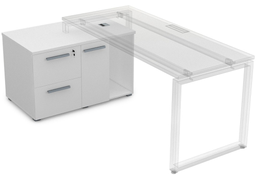 Тумба с 2-мя ящиками и дверкой Платинум Персонал, цвет белый премиум