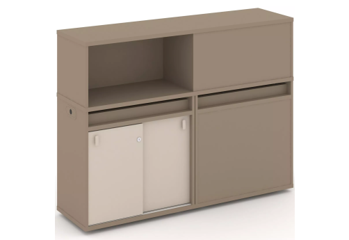 Тумба двойная с надставкой низкой (набор №20, вариант 2), цвет латте + капучино