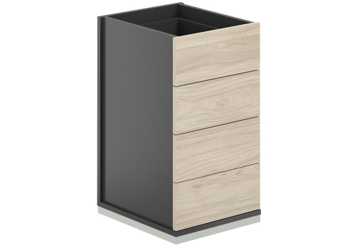 Тумба приставная 4 ящика с замком Фламинго, цвет антрацит + акация