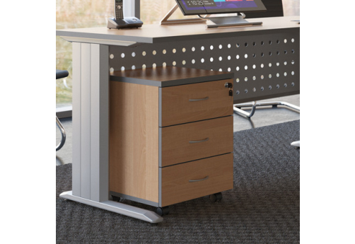 Тумба подкатная (3 ящика с замком) Колибри, цвет ольха