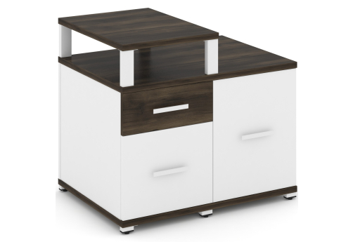 Тумба приставная сервисная с надставкой узкой Динен, цвет дуб мали-белый