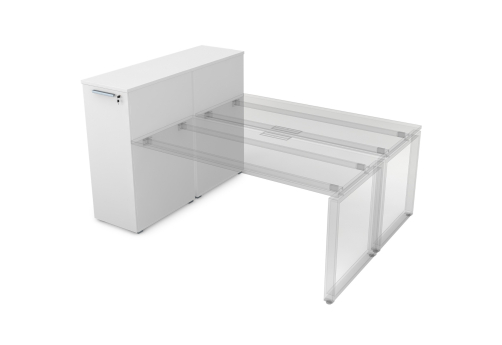 Тумба с выкатной секцией и общим топом Платинум Персонал, цвет белый премиум