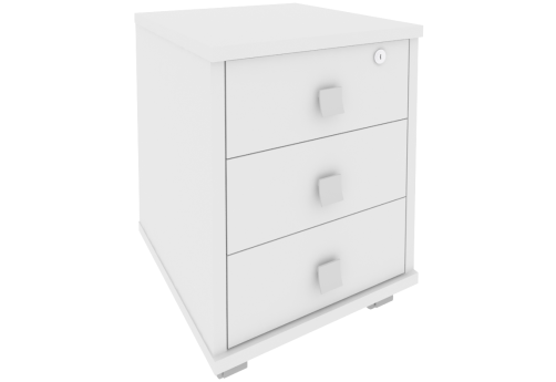 Тумба подкатная 3 ящика с замком, цвет белый