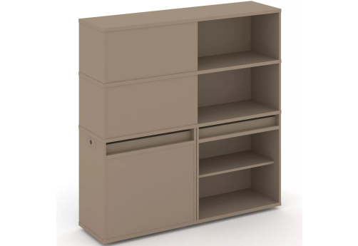 Тумба двойная с надставкой высокой (набор №16, вариант 2), цвет латте