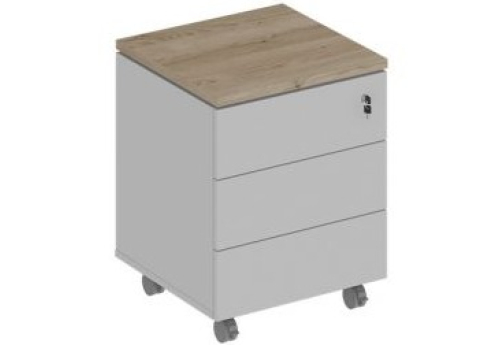 Тумба мобильная Римини, цвет дуб светлый + белый + белый