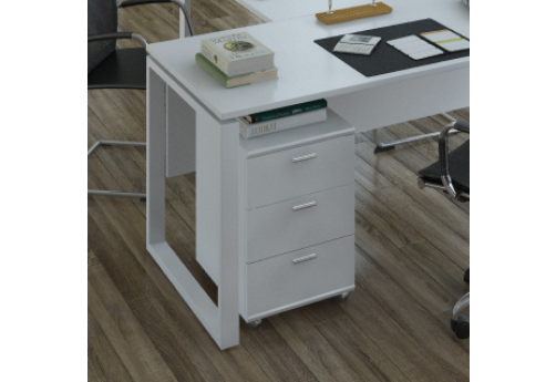 Тумба мобильная с замком Хайтек, цвет белый