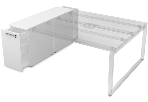 Тумба с выкатной секцией и общим топом Платинум Персонал, цвет белый премиум