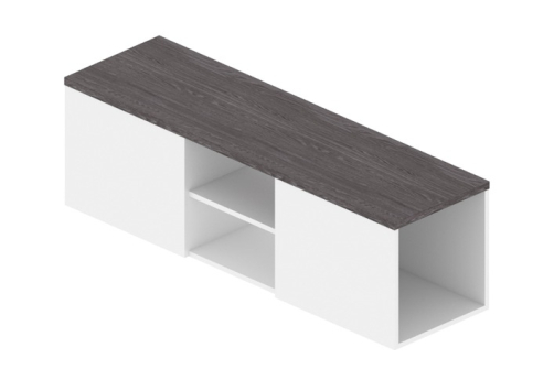 Тумба подвесная объединяющая, цвет ясень темный + белый