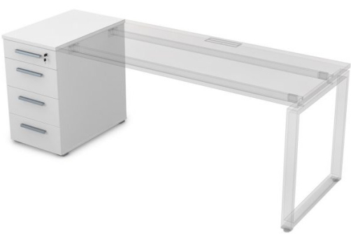 Тумба приставная с ящиками Платинум Персонал, цвет белый премиум