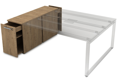 Тумба с выкатной секцией и общим топом Платинум Персонал, цвет тиковое дерево