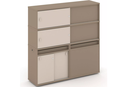 Тумба двойная с надставкой высокой (набор №27, вариант 2), цвет латте + капучино