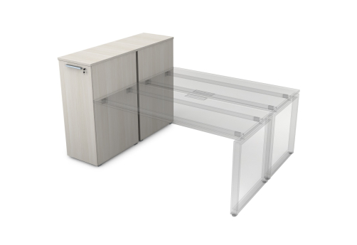 Тумба с выкатной секцией и общим топом Платинум Персонал, цвет слоновая кость