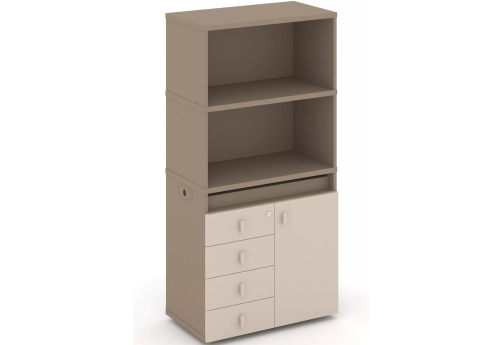 Тумба одиночная с надставкой высокой (набор №2, вариант 1), цвет латте + капучино