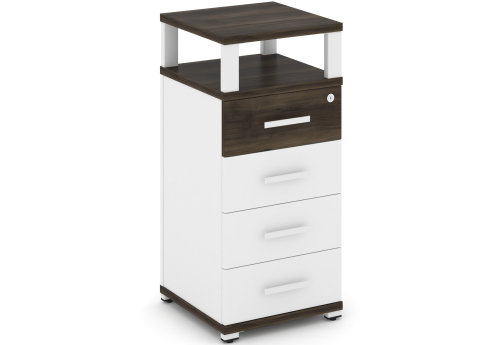 Тумба опорная/приставная 4 ящика с надставкой Динен, цвет дуб мали-белый