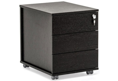 Тумба подкатная (3 ящика) Интори, цвет черное дерево