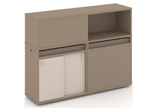 Тумба двойная с надставкой низкой (набор №19, вариант 1), цвет латте + капучино