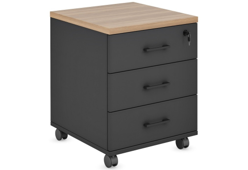 Тумба подкатная с 3 ящиками Франклин Персонал, цвет дуб + антрацит