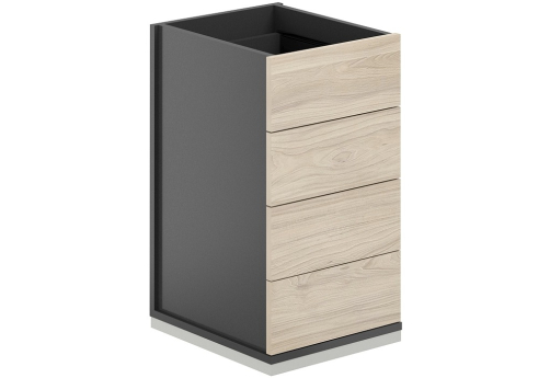 Тумба приставная 4 ящика метабокс с замком Фламинго, цвет антрацит + акация