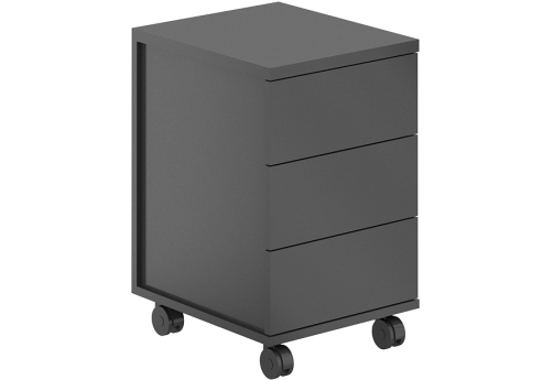 Тумба мобильная 3 ящика метабокс с замком Фламинго, цвет антрацит