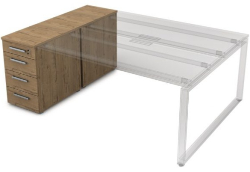 Тумба приставная с ящиками и общим топом Платинум Персонал, цвет тиковое дерево