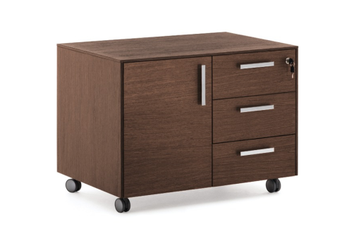 Тумба 3 ящика и 1 дверь, цвет эвкалипт темный + хром