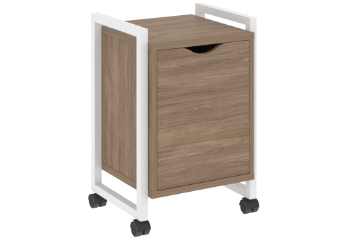 Тумба мобильная с распашным фасадом Европа, цвет дуб аризона + белый