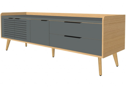 Опорная тумба рабочего стола правая, цвет графит + дуб сорано