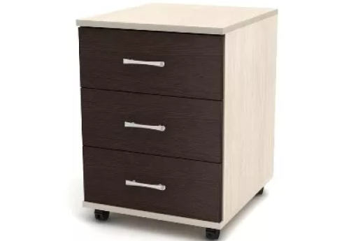 Тумба мобильная, цвет венге + дуб молочный