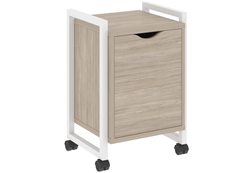 Тумба мобильная с распашным фасадом Европа, цвет дуб аттик + белый