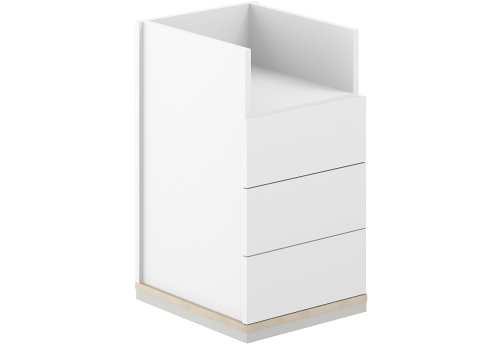 Тумба приставная 3 ящика метабокс с нишей с замком Фламинго, цвет белый + акация