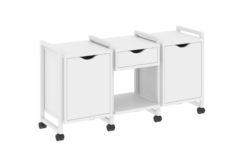 Тумба мобильная наборная вариант 7 Европа, цвет белый бриллиант + белый