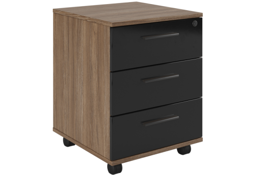Тумба подкатная с 3 ящиками глянец, цвет дуб + черный