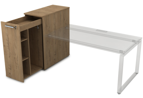 Тумба с выкатной секцией высокая Платинум Персонал, цвет тиковое дерево