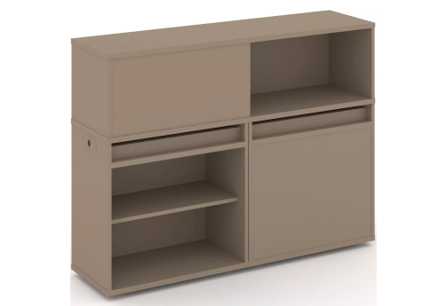 Тумба двойная с надставкой низкой (набор №11, вариант 1), цвет латте