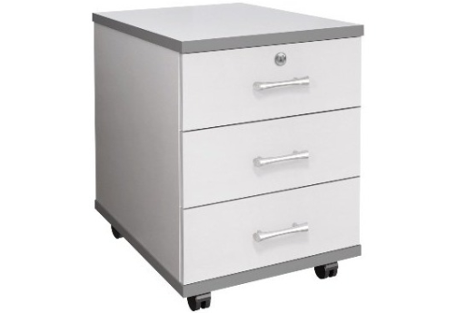 Тумба подкатная 3 ящика с замком, цвет серый