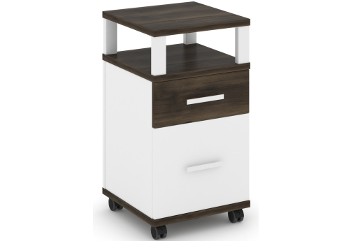 Тумба мобильная 1 ящик + 1 распашной фасад с надставкой Динен, цвет дуб мали-белый