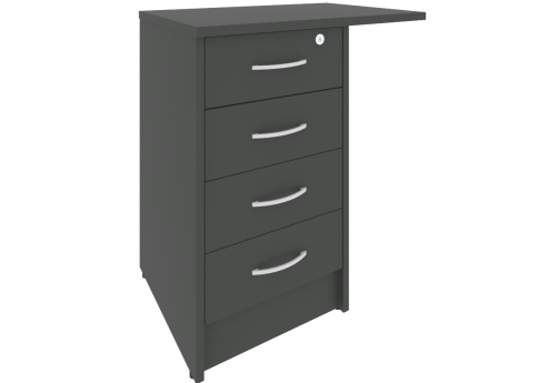 Тумба приставная (4 ящика с замком, универсальная левая\правая), Нотте, цвет антрацит