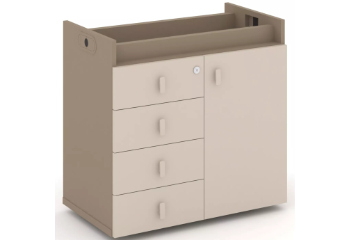 Тумба опорная (фасад + ящики), цвет латте + капучино