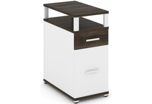 Тумба опорная/приставная 1 ящик + 1 распашной фасад с надставкой Динен, цвет дуб мали-белый
