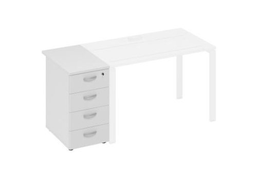 Тумба приставная (4 ящика) Мира Нумо, цвет белый премиум