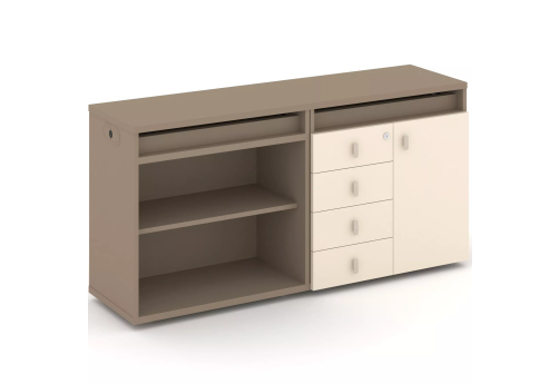 Тумба двойная с топом (набор №4, вариант 1), цвет латте + сатин